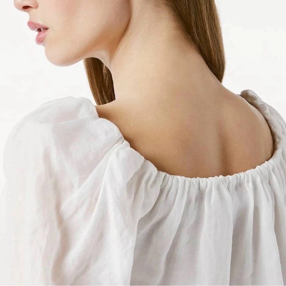 FRAME White Ramie Off the Shoulder Billow Top Size S/P NWT - Picture 2 of 7